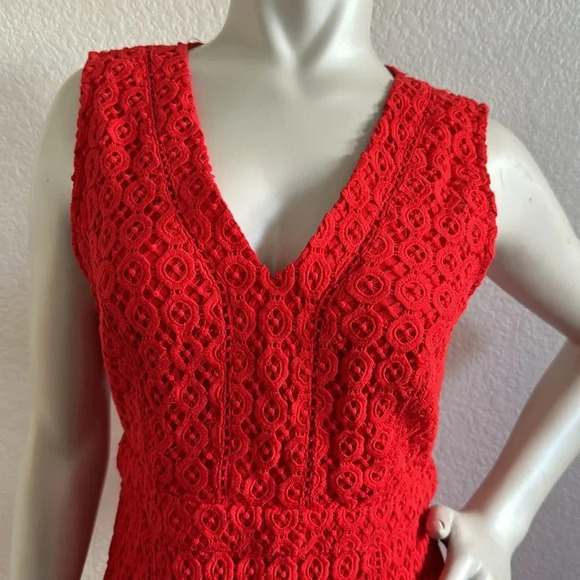 Anthropologie San & Soni Red Lace Eyelet Dress - Picture 4 of 10